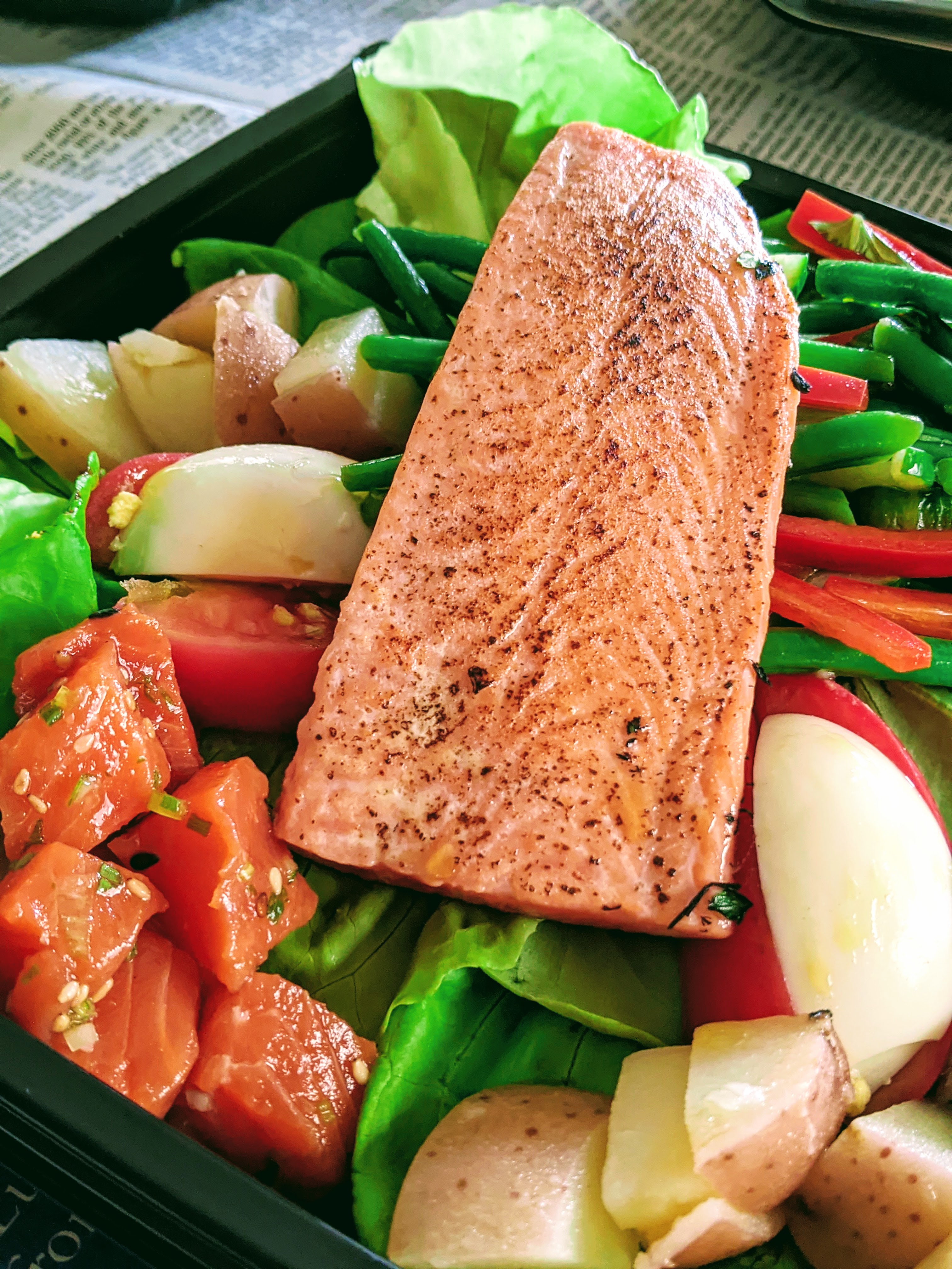 SMOKE  SALMON SALAD NICOISE WITH FRESH AHI POKE